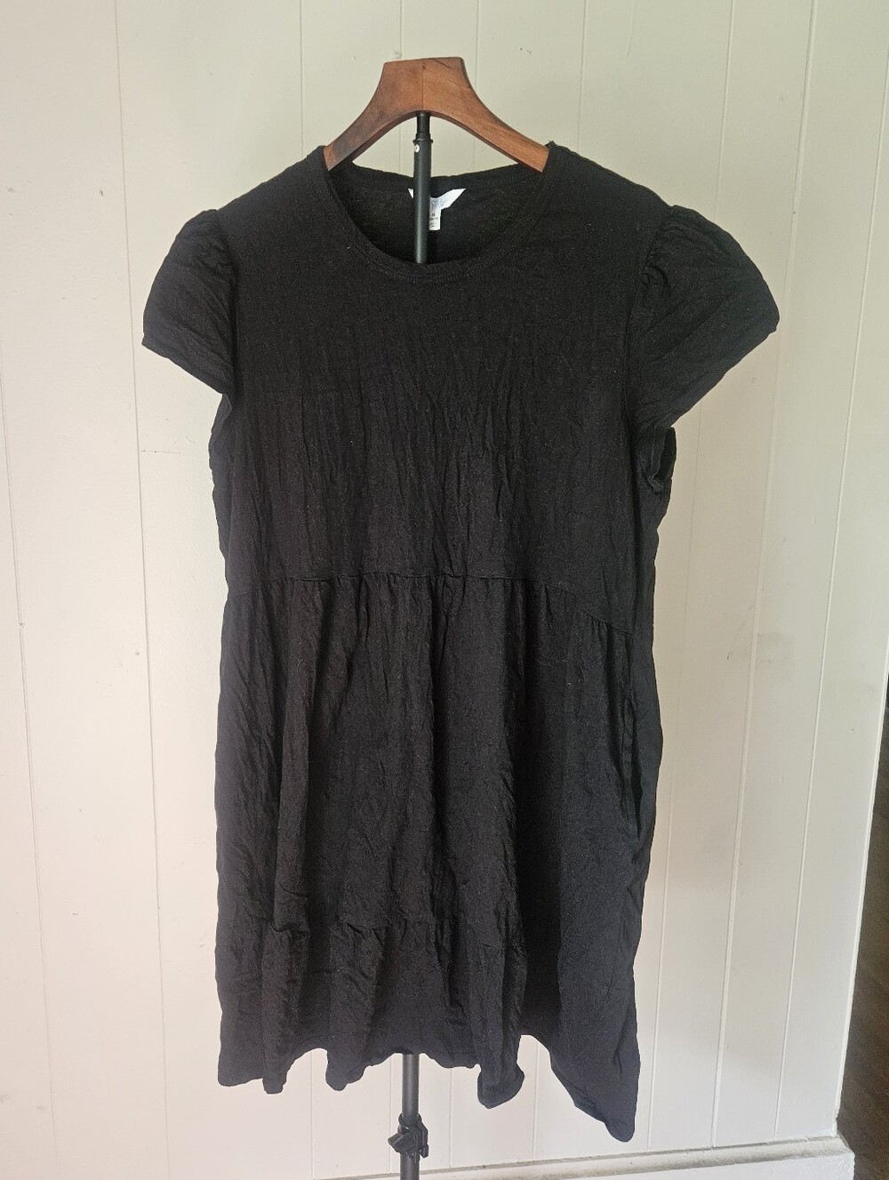 Time & Tru Black Short Sleeve Tiered Women's Dress Size XL